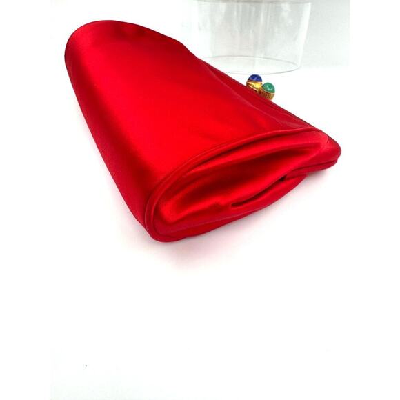 Fendi Vintage Red Silk Satin Pasta Clutch with Cord Strap CoA Authentic - Picture 5 of 9